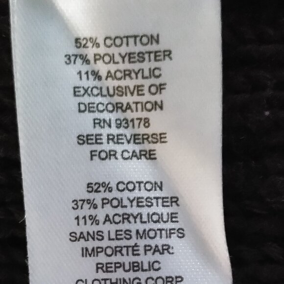 Black Cotton Textured Cardigan with Rhinestone Buttons, NWOT - Picture 9 of 10